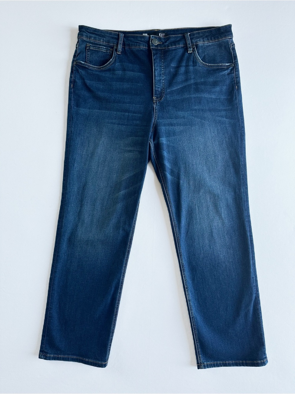 Kut Kloth 18L Elizabeth Straight Leg High Rise Jeans Dark Wash Denim